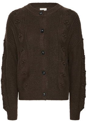 ICHI Mylle Cardigan In Coffee Bean