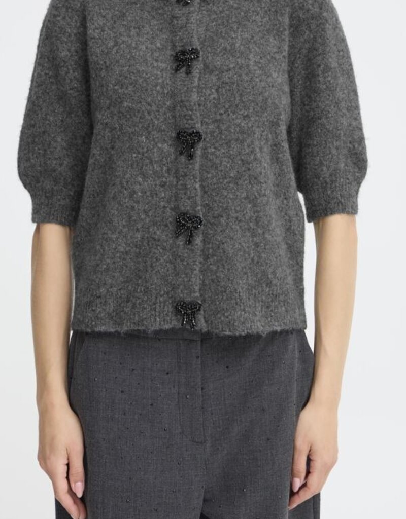 B.Young Omea Beaded Bow Button Cardigan