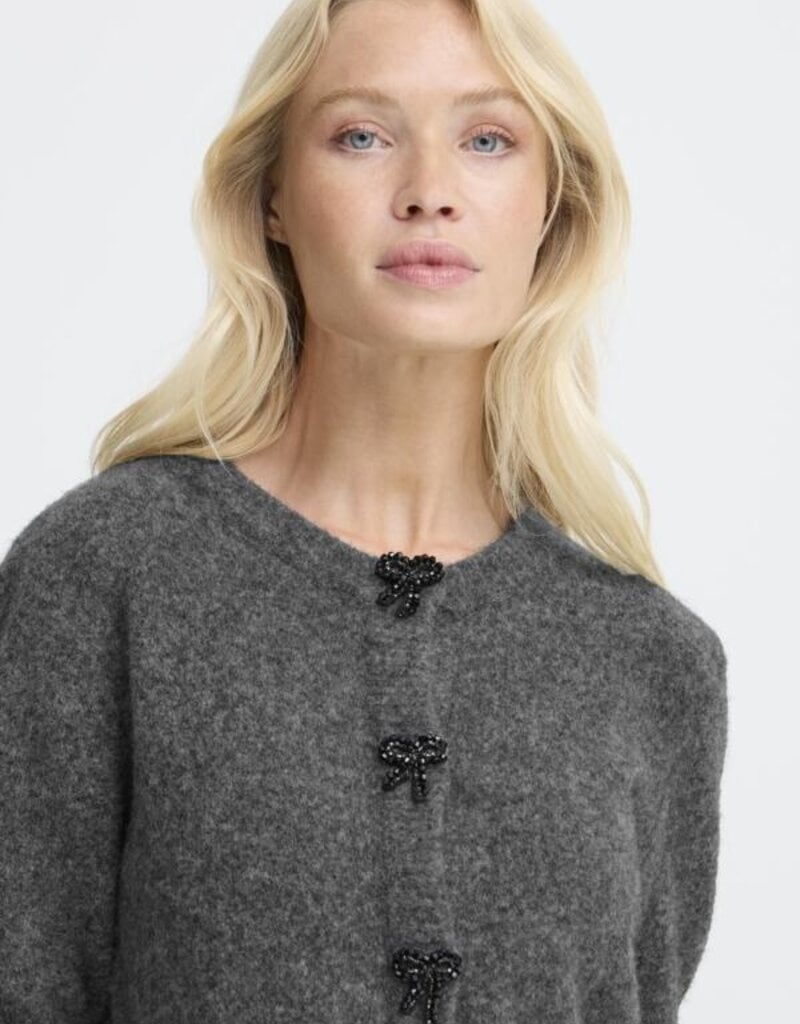 B.Young Omea Beaded Bow Button Cardigan