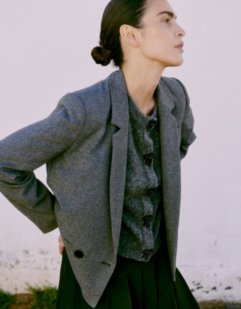 B.Young Omea Beaded Bow Button Cardigan