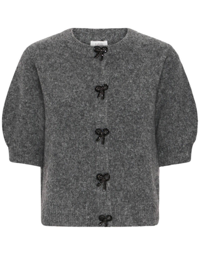 B.Young Omea Beaded Bow Button Cardigan