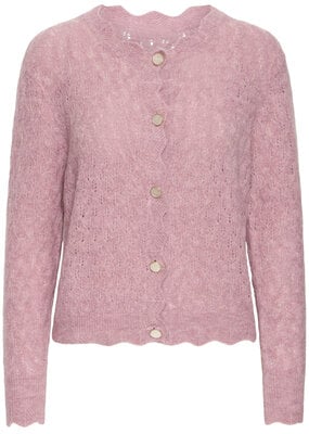 B.Young Monna Pointelle Cardigan In Orchid Haze Melage