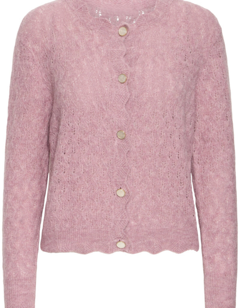 B.Young Monna Pointelle Cardigan In Orchid Haze Melage