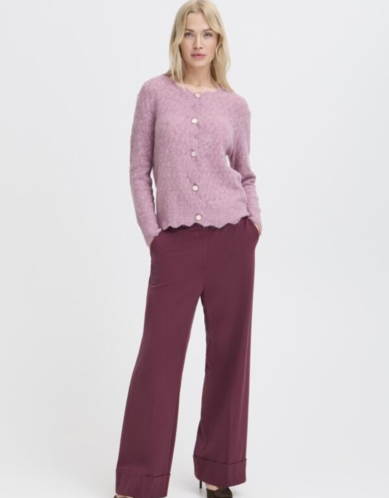 B.Young Monna Pointelle Cardigan In Orchid Haze Melage