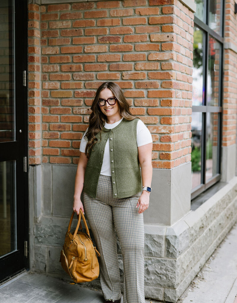 Part Two Pontas Pant in Toasted Coconut Check