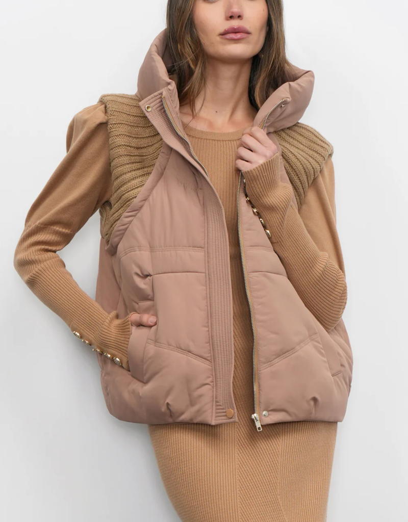 Greylin Douglas Ribbed Puffer Hooded Vest