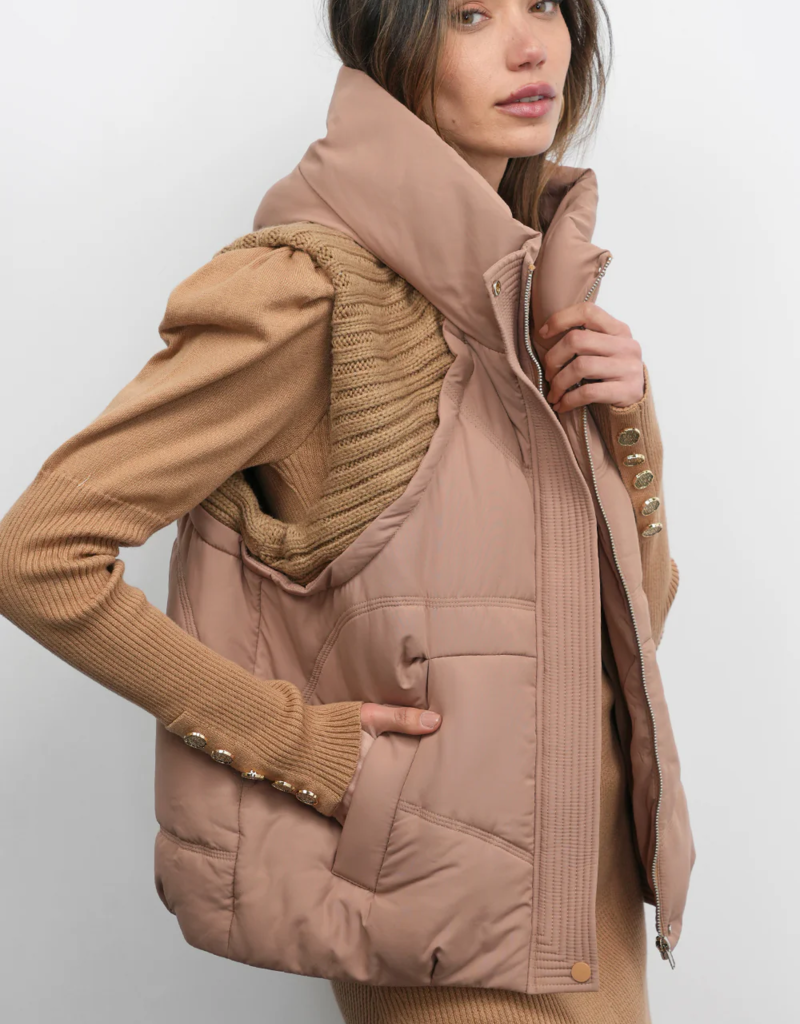 Greylin Douglas Ribbed Puffer Hooded Vest