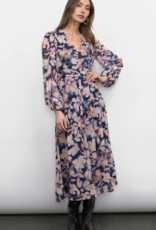Greylin Kiernan Viscose Floral Midi Dress in Navy Blush Floral