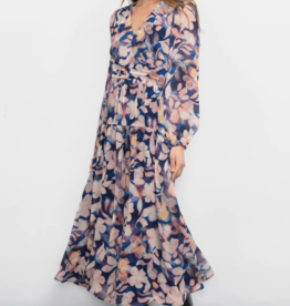 Greylin Kiernan Viscose Floral Midi Dress in Navy Blush Floral