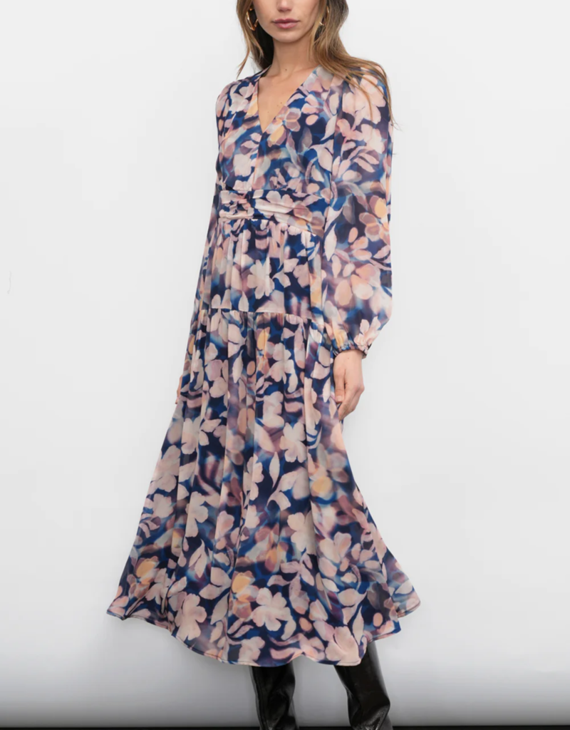 Greylin Kiernan Viscose Floral Midi Dress in Navy Blush Floral