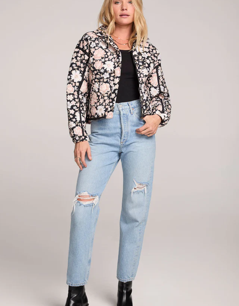 Saltwater Luxe Leni Quilted Jacket in Black Floral