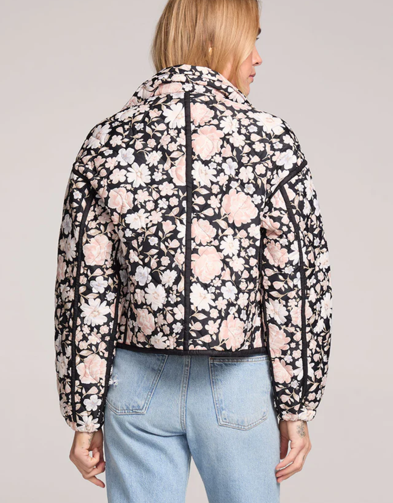 Saltwater Luxe Leni Quilted Jacket in Black Floral