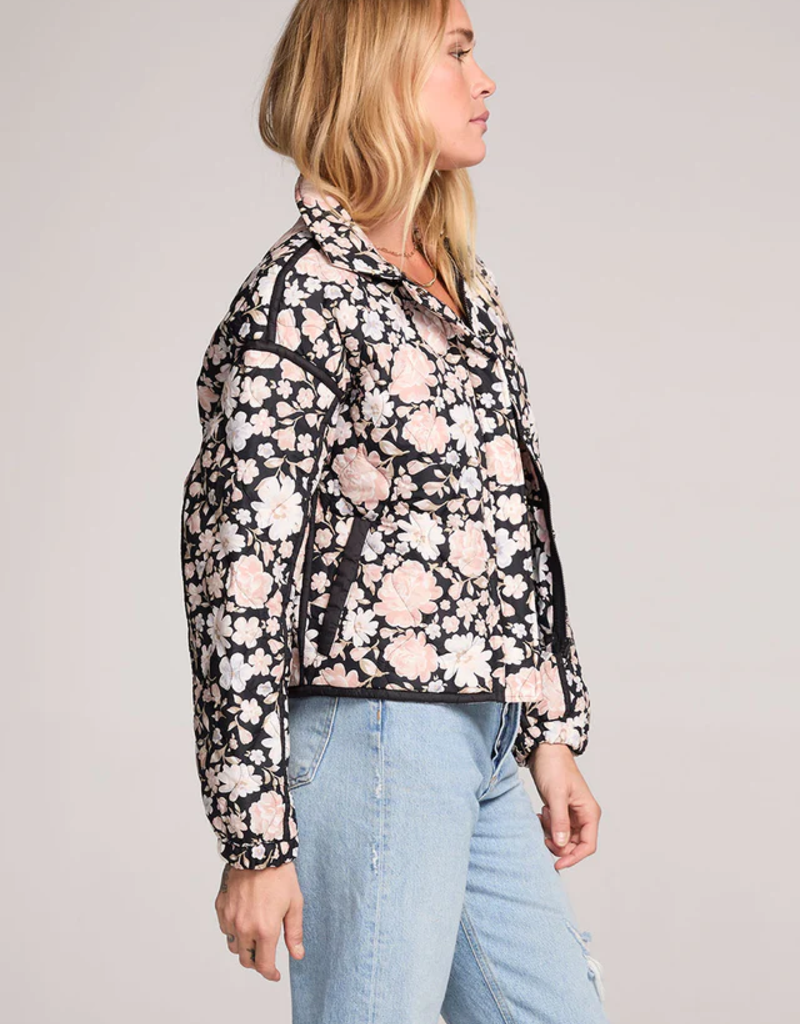 Saltwater Luxe Leni Quilted Jacket in Black Floral