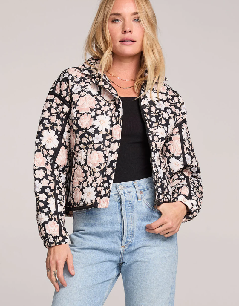 Saltwater Luxe Leni Quilted Jacket in Black Floral