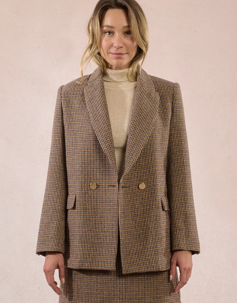 Molly Bracken Lolita Houndstooth Woven Blazer