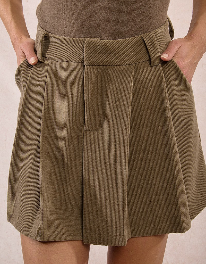 Molly Bracken Eliana Khaki Skirt with Hidden Shorts