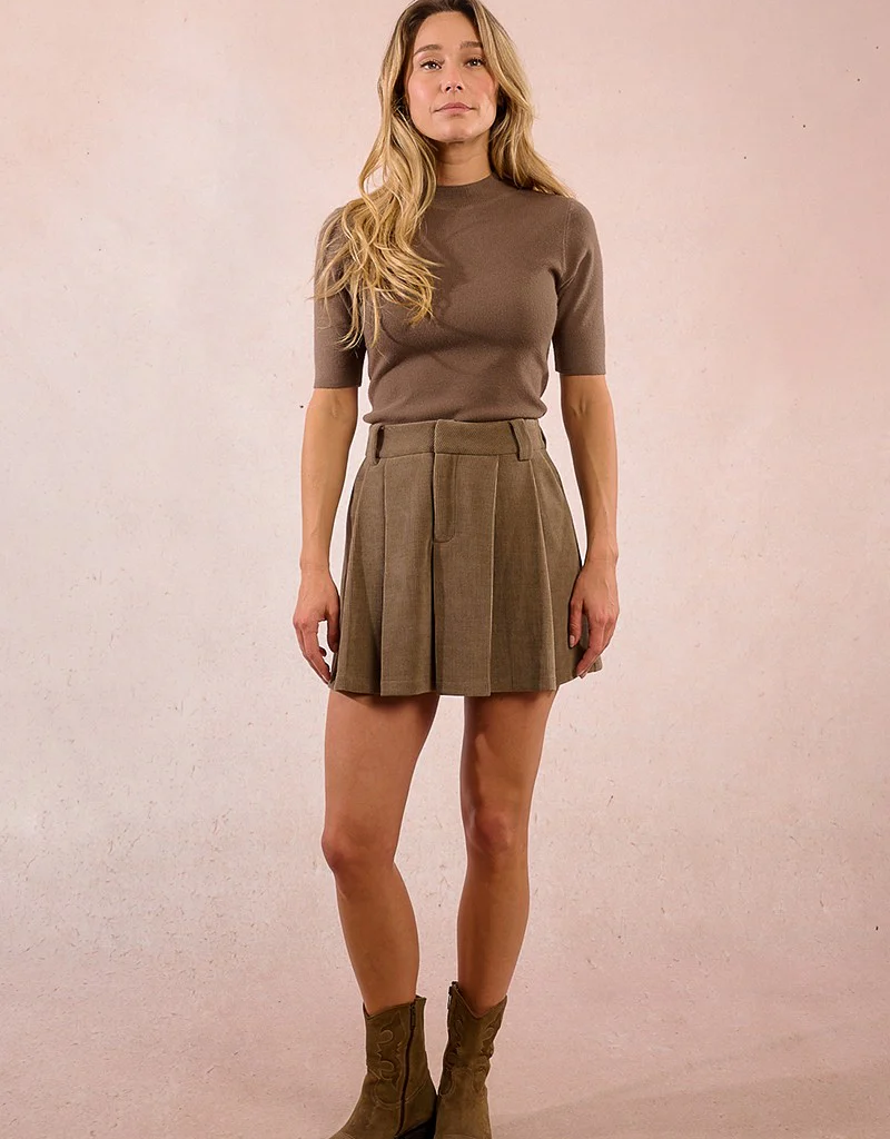Molly Bracken Eliana Khaki Skirt with Hidden Shorts