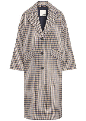 ICHI Emmalu Blue Plaid Coat