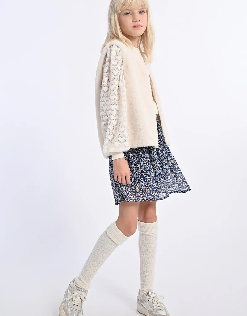 Molly Bracken Kids Roman Girls' Faux Fur Vest in Cream