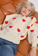Molly Bracken Kids Dovey Girl's Knit Sweater with Red Hearts