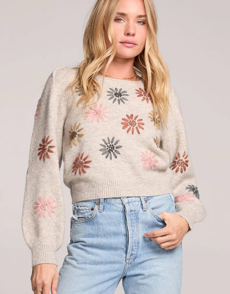 Saltwater Luxe Valeria Sweater with Embroidered Flowers