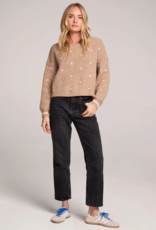 Saltwater Luxe Charmer Embroidered Heart Sweater in Mocha