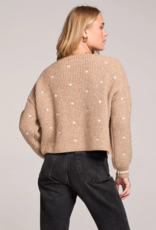 Saltwater Luxe Charmer Embroidered Heart Sweater in Mocha