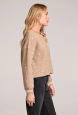 Saltwater Luxe Charmer Embroidered Heart Sweater in Mocha