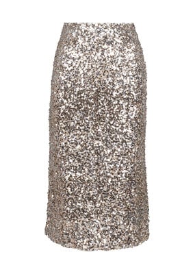 ASTRID Sequin Midi Skirt in Gold
