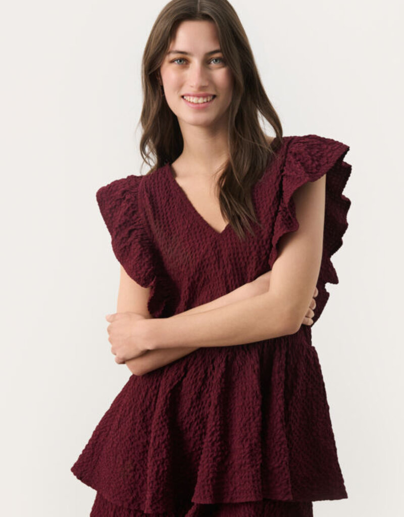 Part Two Tula Textured Midi Dress in Tawny Port