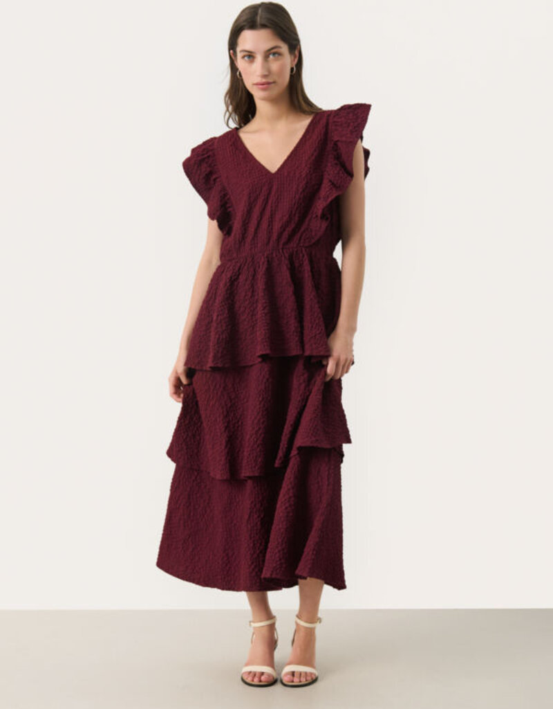 Part Two Tula Textured Midi Dress in Tawny Port