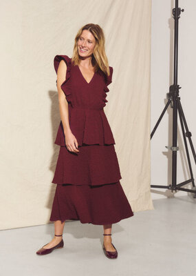 Part Two Tula Textured Midi Dress in Tawny Port