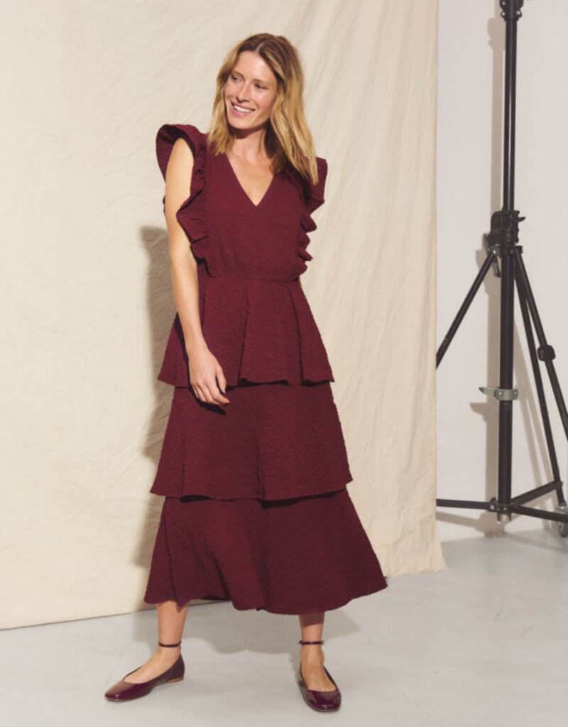 Part Two Tula Textured Midi Dress in Tawny Port