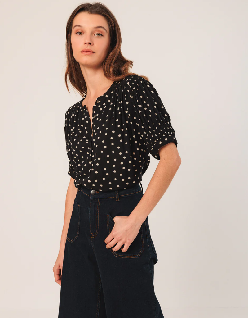 Indi and Cold Olandria Shirt in Black Polkadot