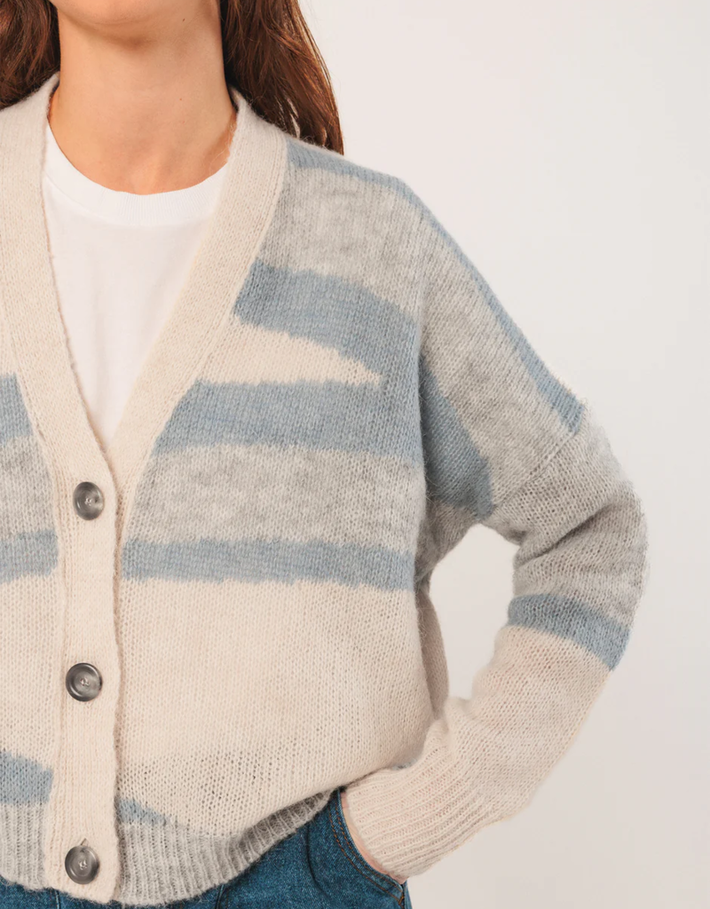 Indi and Cold Zephyr Cardigan in Azul Check