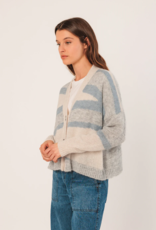 Indi and Cold Zephyr Cardigan in Azul Check