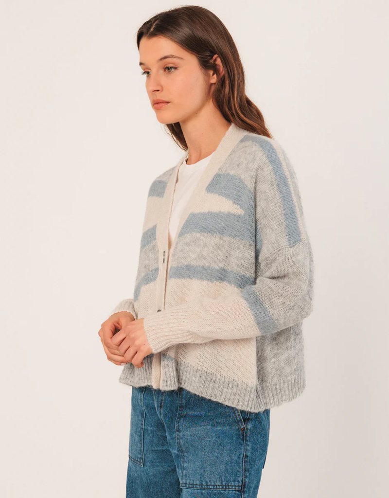 Indi and Cold Zephyr Cardigan in Azul Check