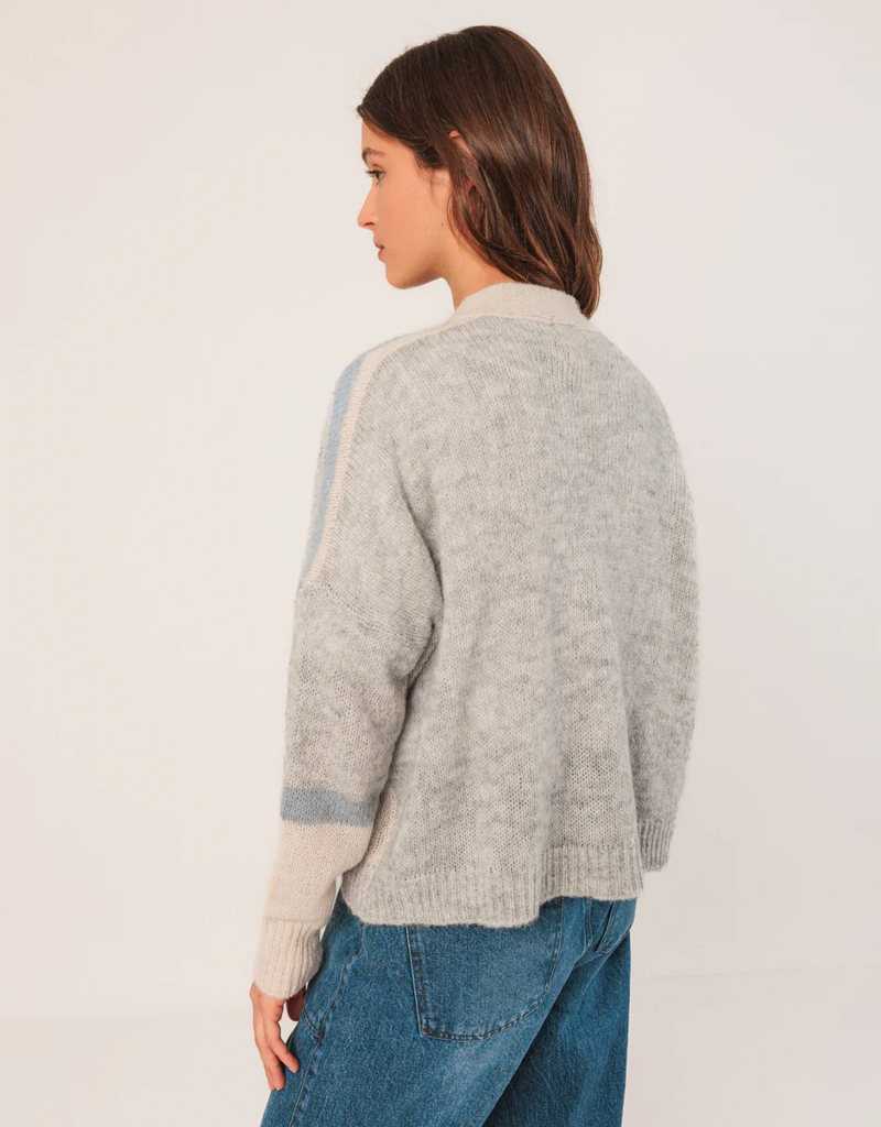 Indi and Cold Zephyr Cardigan in Azul Check
