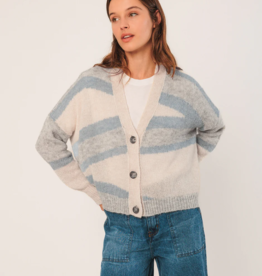 Indi and Cold Zephyr Cardigan in Azul Check *Small & Large Left*