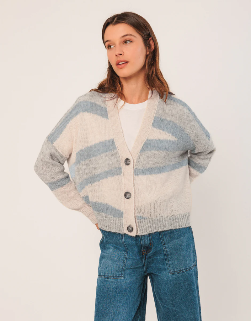Indi and Cold Zephyr Cardigan in Azul Check