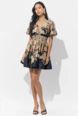 Adelyn Rae Koi Border Printed Mini Fit and Flare Dress