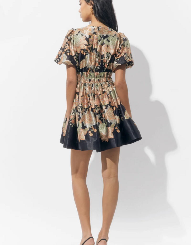 Adelyn Rae Koi Border Printed Mini Fit and Flare Dress