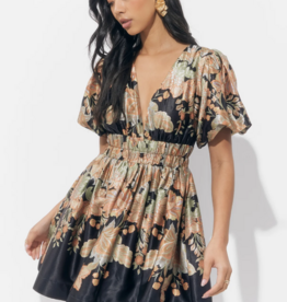 Adelyn Rae Koi Border Printed Mini Fit and Flare Dress