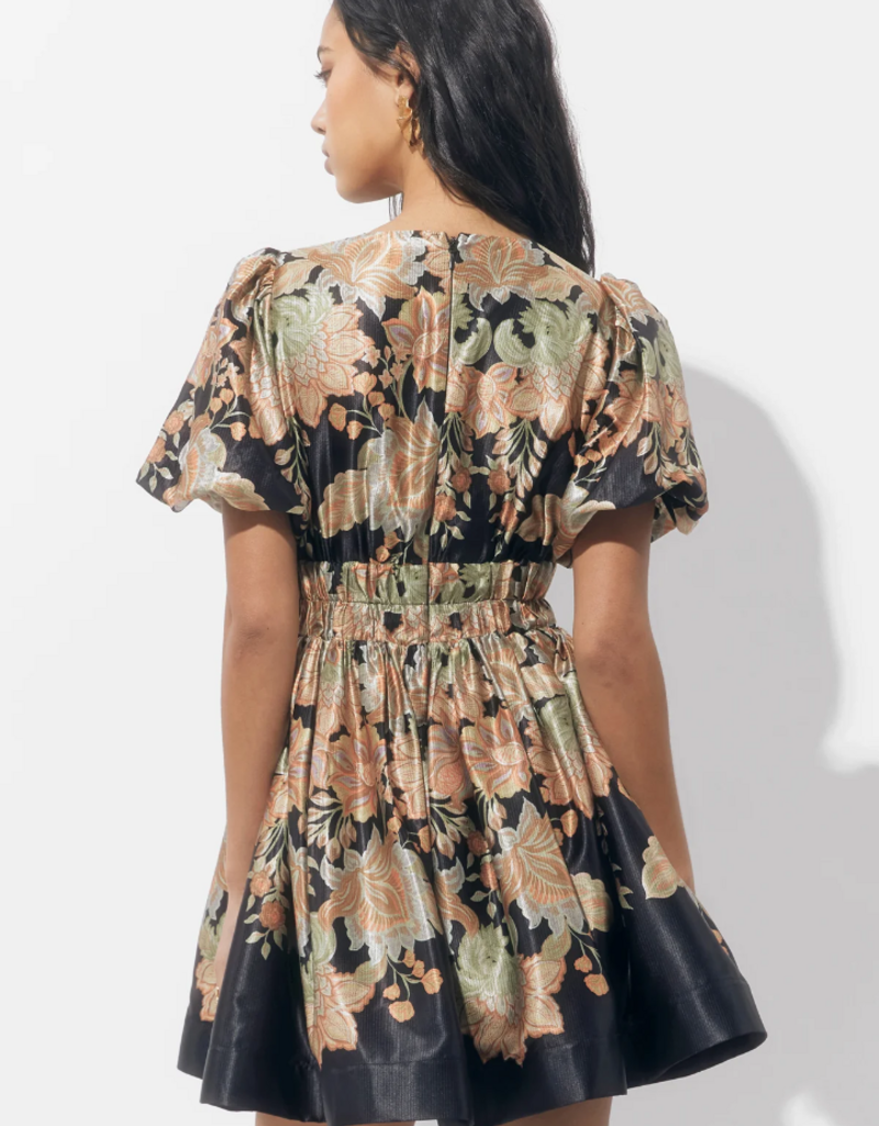 Adelyn Rae Koi Border Printed Mini Fit and Flare Dress