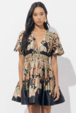 Adelyn Rae Koi Border Printed Mini Fit and Flare Dress
