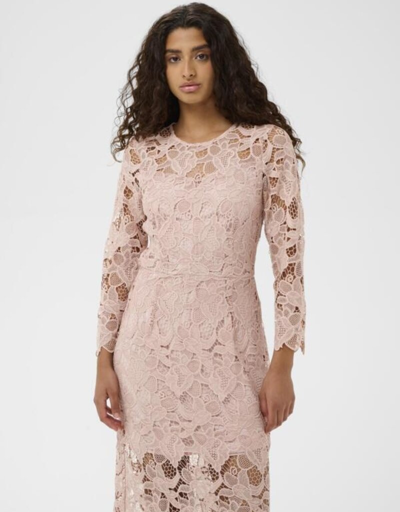 InWear Aimee Long Lace Dress in Blush Pink