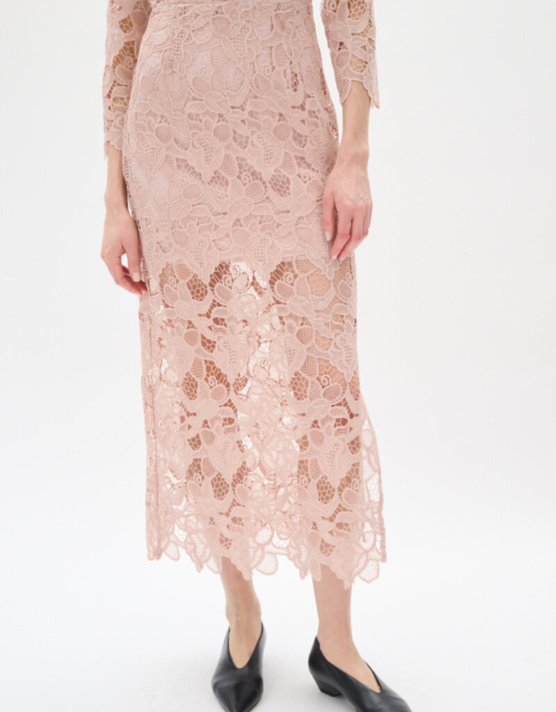 InWear Aimee Long Lace Dress in Blush Pink
