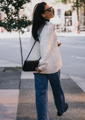 Brunette the Label Brunette the Label - Irish Cable Knit Oversized Sweater In Cream