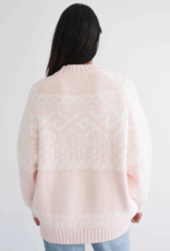 Brunette the Label Fair Isle Sweater In Light Pink w/ Cream