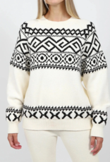 Brunette the Label Fair Isle Sweater In Cream W/ Black
